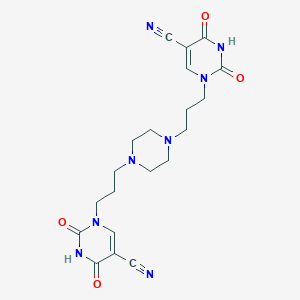 molecular formula C20H24N8O4 B429367 1-(3-{4-[3-(5-cyano-2,4-dioxo-3,4-dihydro-1(2H)-pyrimidinyl)propyl]-1-piperazinyl}propyl)-2,4-dioxo-1,2,3,4-tetrahydro-5-pyrimidinecarbonitrile 