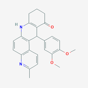 molecular formula C25H24N2O3 B4293676 12-(3,4-dimethoxyphenyl)-3-methyl-8,9,10,12-tetrahydrobenzo[b]-4,7-phenanthrolin-11(7H)-one 