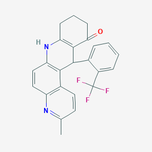 molecular formula C24H19F3N2O B4293683 3-methyl-12-[2-(trifluoromethyl)phenyl]-8,9,10,12-tetrahydrobenzo[b]-4,7-phenanthrolin-11(7H)-one 