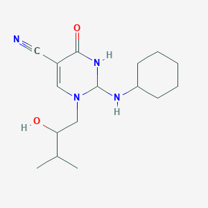 molecular formula C16H26N4O2 B429371 2-(Cyclohexylamino)-1-(2-hydroxy-3-methylbutyl)-4-oxo-1,2,3,4-tetrahydropyrimidine-5-carbonitrile 