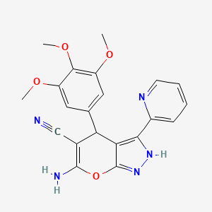 6-amino-3-pyridin-2-yl-4-(3,4,5-trimethoxyphenyl)-1,4-dihydropyrano[2,3-c]pyrazole-5-carbonitrile