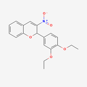 molecular formula C19H19NO5 B4293741 2-(3,4-diethoxyphenyl)-3-nitro-2H-chromene 