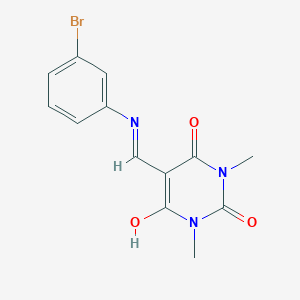molecular formula C13H12BrN3O3 B429375 5-[(3-bromoanilino)methylene]-1,3-dimethyl-2,4,6(1H,3H,5H)-pyrimidinetrione 