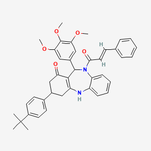 molecular formula C41H42N2O5 B4293752 3-(4-tert-butylphenyl)-10-cinnamoyl-11-(3,4,5-trimethoxyphenyl)-2,3,4,5,10,11-hexahydro-1H-dibenzo[b,e][1,4]diazepin-1-one 