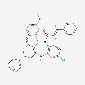 molecular formula C35H29ClN2O3 B4293759 7-chloro-10-cinnamoyl-11-(3-methoxyphenyl)-3-phenyl-2,3,4,5,10,11-hexahydro-1H-dibenzo[b,e][1,4]diazepin-1-one 