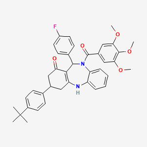 molecular formula C39H39FN2O5 B4293766 3-(4-tert-butylphenyl)-11-(4-fluorophenyl)-10-(3,4,5-trimethoxybenzoyl)-2,3,4,5,10,11-hexahydro-1H-dibenzo[b,e][1,4]diazepin-1-one 