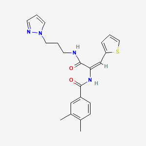molecular formula C22H24N4O2S B4293773 3,4-dimethyl-N-[1-({[3-(1H-pyrazol-1-yl)propyl]amino}carbonyl)-2-(2-thienyl)vinyl]benzamide 