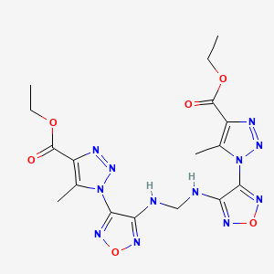 molecular formula C17H20N12O6 B4293777 diethyl 1,1'-[methylenebis(imino-1,2,5-oxadiazole-4,3-diyl)]bis(5-methyl-1H-1,2,3-triazole-4-carboxylate) 
