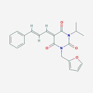 molecular formula C21H20N2O4 B429378 1-(2-furylmethyl)-3-isopropyl-5-(3-phenyl-2-propenylidene)-2,4,6(1H,3H,5H)-pyrimidinetrione 