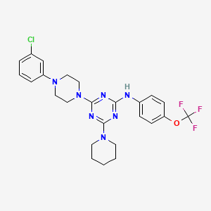 4-[4-(3-chlorophenyl)piperazin-1-yl]-6-piperidin-1-yl-N-[4-(trifluoromethoxy)phenyl]-1,3,5-triazin-2-amine