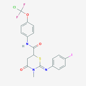 N-{4-[chloro(difluoro)methoxy]phenyl}-2-[(4-iodophenyl)imino]-3-methyl-4-oxo-1,3-thiazinane-6-carboxamide