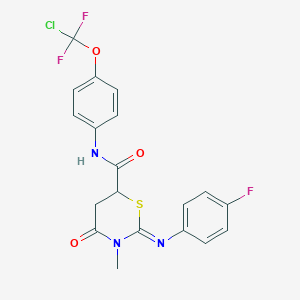 molecular formula C19H15ClF3N3O3S B4293824 N-{4-[chloro(difluoro)methoxy]phenyl}-2-[(4-fluorophenyl)imino]-3-methyl-4-oxo-1,3-thiazinane-6-carboxamide 