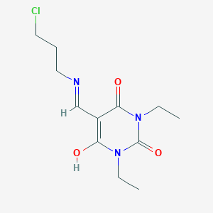 molecular formula C12H18ClN3O3 B429383 5-{[(3-chloropropyl)amino]methylene}-1,3-diethylpyrimidine-2,4,6(1H,3H,5H)-trione 