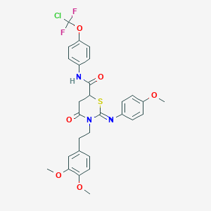 molecular formula C29H28ClF2N3O6S B4293839 N-{4-[chloro(difluoro)methoxy]phenyl}-3-[2-(3,4-dimethoxyphenyl)ethyl]-2-[(4-methoxyphenyl)imino]-4-oxo-1,3-thiazinane-6-carboxamide 