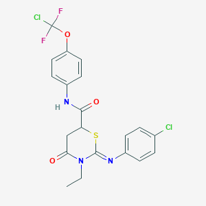molecular formula C20H17Cl2F2N3O3S B4293842 N-{4-[chloro(difluoro)methoxy]phenyl}-2-[(4-chlorophenyl)imino]-3-ethyl-4-oxo-1,3-thiazinane-6-carboxamide 