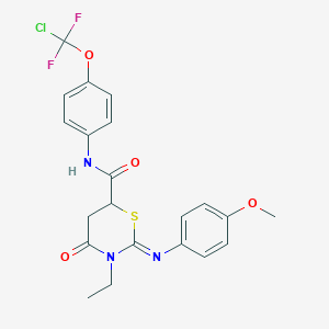 molecular formula C21H20ClF2N3O4S B4293845 N-{4-[chloro(difluoro)methoxy]phenyl}-3-ethyl-2-[(4-methoxyphenyl)imino]-4-oxo-1,3-thiazinane-6-carboxamide 