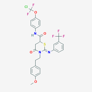 molecular formula C28H23ClF5N3O4S B4293859 N-{4-[chloro(difluoro)methoxy]phenyl}-3-[2-(4-methoxyphenyl)ethyl]-4-oxo-2-{[3-(trifluoromethyl)phenyl]imino}-1,3-thiazinane-6-carboxamide 