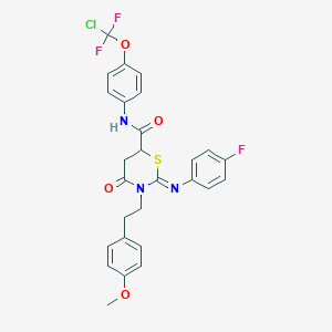 molecular formula C27H23ClF3N3O4S B4293867 N-{4-[chloro(difluoro)methoxy]phenyl}-2-[(4-fluorophenyl)imino]-3-[2-(4-methoxyphenyl)ethyl]-4-oxo-1,3-thiazinane-6-carboxamide 