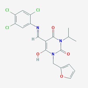 molecular formula C19H16Cl3N3O4 B429388 1-(2-furylmethyl)-3-isopropyl-5-[(2,4,5-trichloroanilino)methylene]-2,4,6(1H,3H,5H)-pyrimidinetrione 