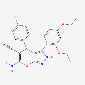 molecular formula C23H21ClN4O3 B4293890 6-amino-4-(4-chlorophenyl)-3-(2,4-diethoxyphenyl)-1,4-dihydropyrano[2,3-c]pyrazole-5-carbonitrile 