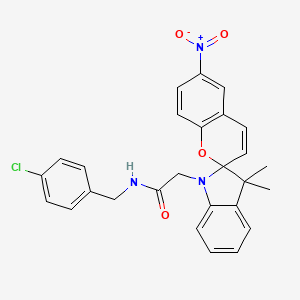 molecular formula C27H24ClN3O4 B4293898 N-(4-chlorobenzyl)-2-(3',3'-dimethyl-6-nitrospiro[chromene-2,2'-indol]-1'(3'H)-yl)acetamide 