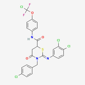 molecular formula C25H17Cl4F2N3O3S B4293903 3-(4-chlorobenzyl)-N-{4-[chloro(difluoro)methoxy]phenyl}-2-[(3,4-dichlorophenyl)imino]-4-oxo-1,3-thiazinane-6-carboxamide 