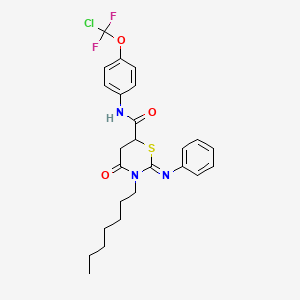 N-{4-[chloro(difluoro)methoxy]phenyl}-3-heptyl-4-oxo-2-(phenylimino)-1,3-thiazinane-6-carboxamide