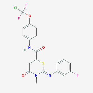 molecular formula C19H15ClF3N3O3S B4293911 N-{4-[chloro(difluoro)methoxy]phenyl}-2-[(3-fluorophenyl)imino]-3-methyl-4-oxo-1,3-thiazinane-6-carboxamide 