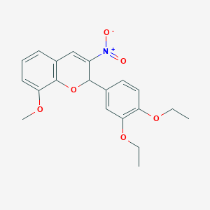 molecular formula C20H21NO6 B4293919 2-(3,4-diethoxyphenyl)-8-methoxy-3-nitro-2H-chromene 