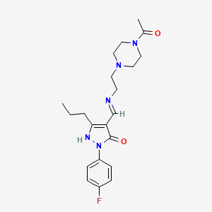 molecular formula C21H28FN5O2 B4293929 4-({[2-(4-acetylpiperazin-1-yl)ethyl]amino}methylene)-2-(4-fluorophenyl)-5-propyl-2,4-dihydro-3H-pyrazol-3-one 