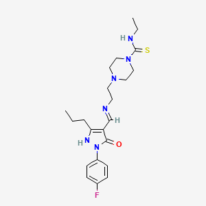 molecular formula C22H31FN6OS B4293937 N-ethyl-4-[2-({[1-(4-fluorophenyl)-5-oxo-3-propyl-1,5-dihydro-4H-pyrazol-4-ylidene]methyl}amino)ethyl]piperazine-1-carbothioamide 