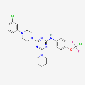 molecular formula C25H27Cl2F2N7O B4293952 N-{4-[chloro(difluoro)methoxy]phenyl}-4-[4-(3-chlorophenyl)piperazin-1-yl]-6-piperidin-1-yl-1,3,5-triazin-2-amine 