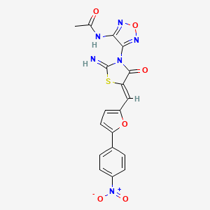 molecular formula C18H12N6O6S B4293982 N-[4-(2-imino-5-{[5-(4-nitrophenyl)-2-furyl]methylene}-4-oxo-1,3-thiazolidin-3-yl)-1,2,5-oxadiazol-3-yl]acetamide 