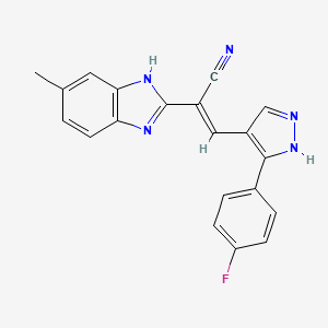 molecular formula C20H14FN5 B4293984 3-[3-(4-fluorophenyl)-1H-pyrazol-4-yl]-2-(6-methyl-1H-benzimidazol-2-yl)acrylonitrile 