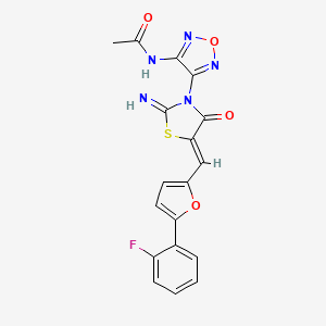 N-[4-(5-{[5-(2-fluorophenyl)-2-furyl]methylene}-2-imino-4-oxo-1,3-thiazolidin-3-yl)-1,2,5-oxadiazol-3-yl]acetamide