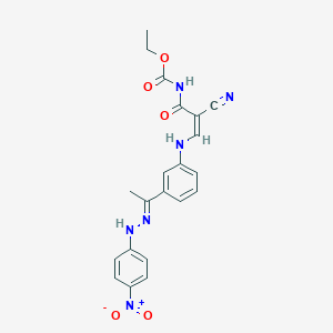 ethyl 2-cyano-3-[3-(N-{4-nitrophenyl}ethanehydrazonoyl)anilino]acryloylcarbamate
