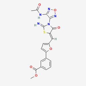molecular formula C20H15N5O6S B4293992 methyl 3-[5-({3-[4-(acetylamino)-1,2,5-oxadiazol-3-yl]-2-imino-4-oxo-1,3-thiazolidin-5-ylidene}methyl)-2-furyl]benzoate 