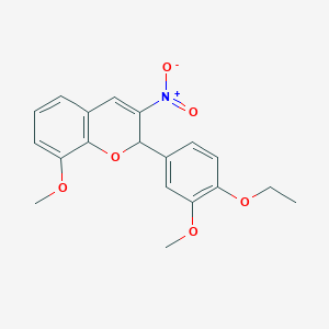 molecular formula C19H19NO6 B4293997 2-(4-ethoxy-3-methoxyphenyl)-8-methoxy-3-nitro-2H-chromene 