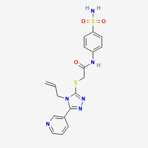 molecular formula C18H18N6O3S2 B4294042 2-[(4-allyl-5-pyridin-3-yl-4H-1,2,4-triazol-3-yl)thio]-N-[4-(aminosulfonyl)phenyl]acetamide 