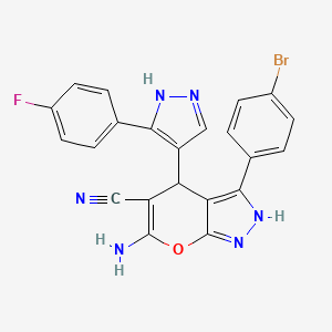 6-amino-3-(4-bromophenyl)-4-[3-(4-fluorophenyl)-1H-pyrazol-4-yl]-1,4-dihydropyrano[2,3-c]pyrazole-5-carbonitrile