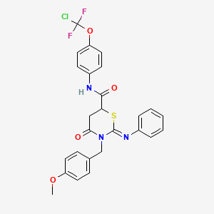 molecular formula C26H22ClF2N3O4S B4294062 N-{4-[chloro(difluoro)methoxy]phenyl}-3-(4-methoxybenzyl)-4-oxo-2-(phenylimino)-1,3-thiazinane-6-carboxamide 