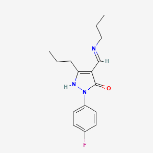 molecular formula C16H20FN3O B4294069 2-(4-fluorophenyl)-5-propyl-4-[(propylamino)methylene]-2,4-dihydro-3H-pyrazol-3-one 
