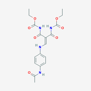 molecular formula C18H22N4O7 B429407 Ethyl 3-[4-(acetylamino)anilino]-2-{[(ethoxycarbonyl)amino]carbonyl}acryloylcarbamate 
