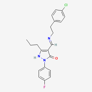 molecular formula C21H21ClFN3O B4294070 4-({[2-(4-chlorophenyl)ethyl]amino}methylene)-2-(4-fluorophenyl)-5-propyl-2,4-dihydro-3H-pyrazol-3-one 