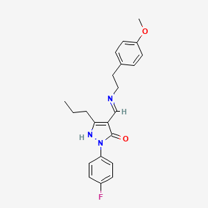 molecular formula C22H24FN3O2 B4294072 2-(4-fluorophenyl)-4-({[2-(4-methoxyphenyl)ethyl]amino}methylene)-5-propyl-2,4-dihydro-3H-pyrazol-3-one 