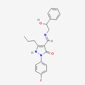 molecular formula C21H22FN3O2 B4294073 2-(4-fluorophenyl)-4-{[(2-hydroxy-2-phenylethyl)amino]methylene}-5-propyl-2,4-dihydro-3H-pyrazol-3-one 