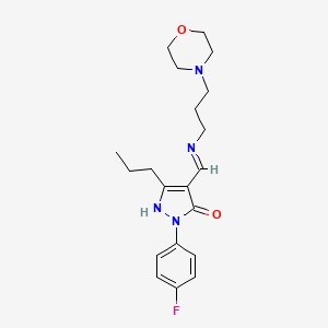 molecular formula C20H27FN4O2 B4294078 2-(4-fluorophenyl)-4-{[(3-morpholin-4-ylpropyl)amino]methylene}-5-propyl-2,4-dihydro-3H-pyrazol-3-one 