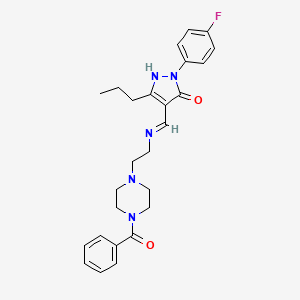 molecular formula C26H30FN5O2 B4294082 4-({[2-(4-benzoylpiperazin-1-yl)ethyl]amino}methylene)-2-(4-fluorophenyl)-5-propyl-2,4-dihydro-3H-pyrazol-3-one 