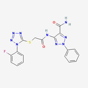 molecular formula C18H14FN9O2S B4294099 5-[({[1-(2-fluorophenyl)-1H-tetrazol-5-yl]thio}acetyl)amino]-2-phenyl-2H-1,2,3-triazole-4-carboxamide 