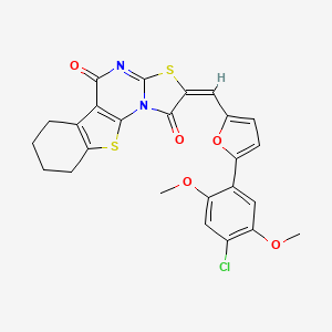 molecular formula C25H19ClN2O5S2 B4294102 2-{[5-(4-chloro-2,5-dimethoxyphenyl)-2-furyl]methylene}-6,7,8,9-tetrahydro-5H-[1]benzothieno[3,2-e][1,3]thiazolo[3,2-a]pyrimidine-1,5(2H)-dione 